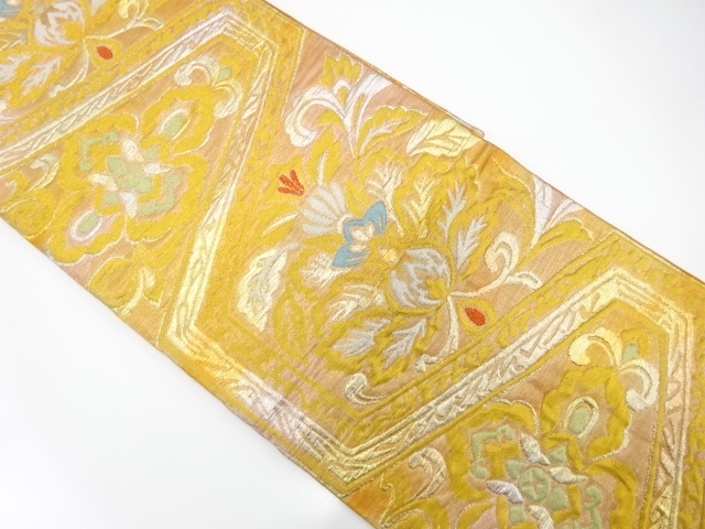 JAPANESE KIMONO / ANTIQUE FUKURO OBI / SILK / WOVEN CHINESE FLOWER